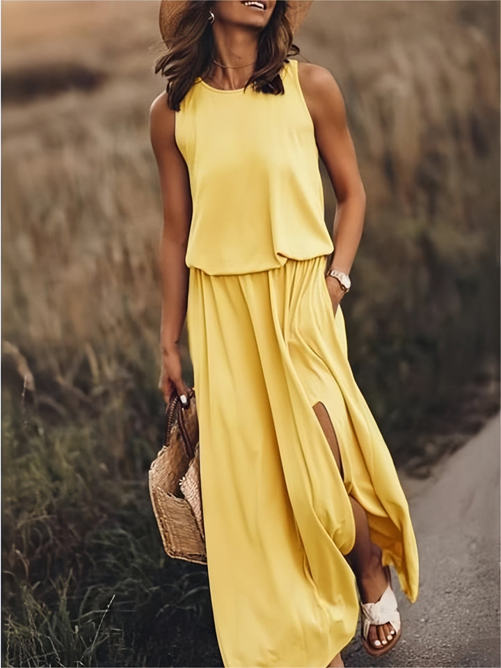 Fiona | Elegantes, Ärmelloses Damenkleid – Festliches Blouson-Maxikleid für Hochzeitsgäste 0