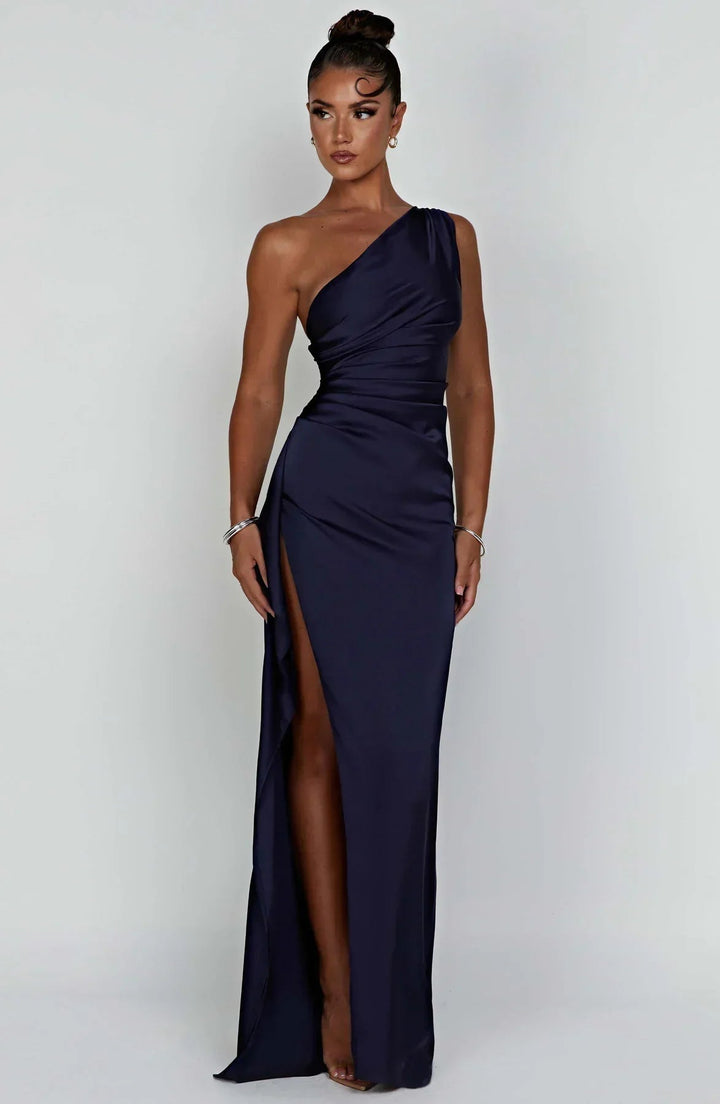 Fiona | Elegantes, Gerafftes &amp; Asymmetrisches Damen-Maxikleid 10