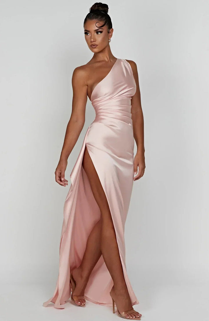 Fiona | Elegantes, Gerafftes &amp; Asymmetrisches Damen-Maxikleid 8