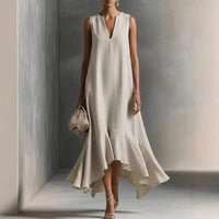 Hannah | Elegantes ärmelloses Sommerkleid mit Rüschensaum