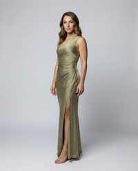 Valerie | Elegantes One-Shoulder Satin-Abendkleid mit Seitenschlitz