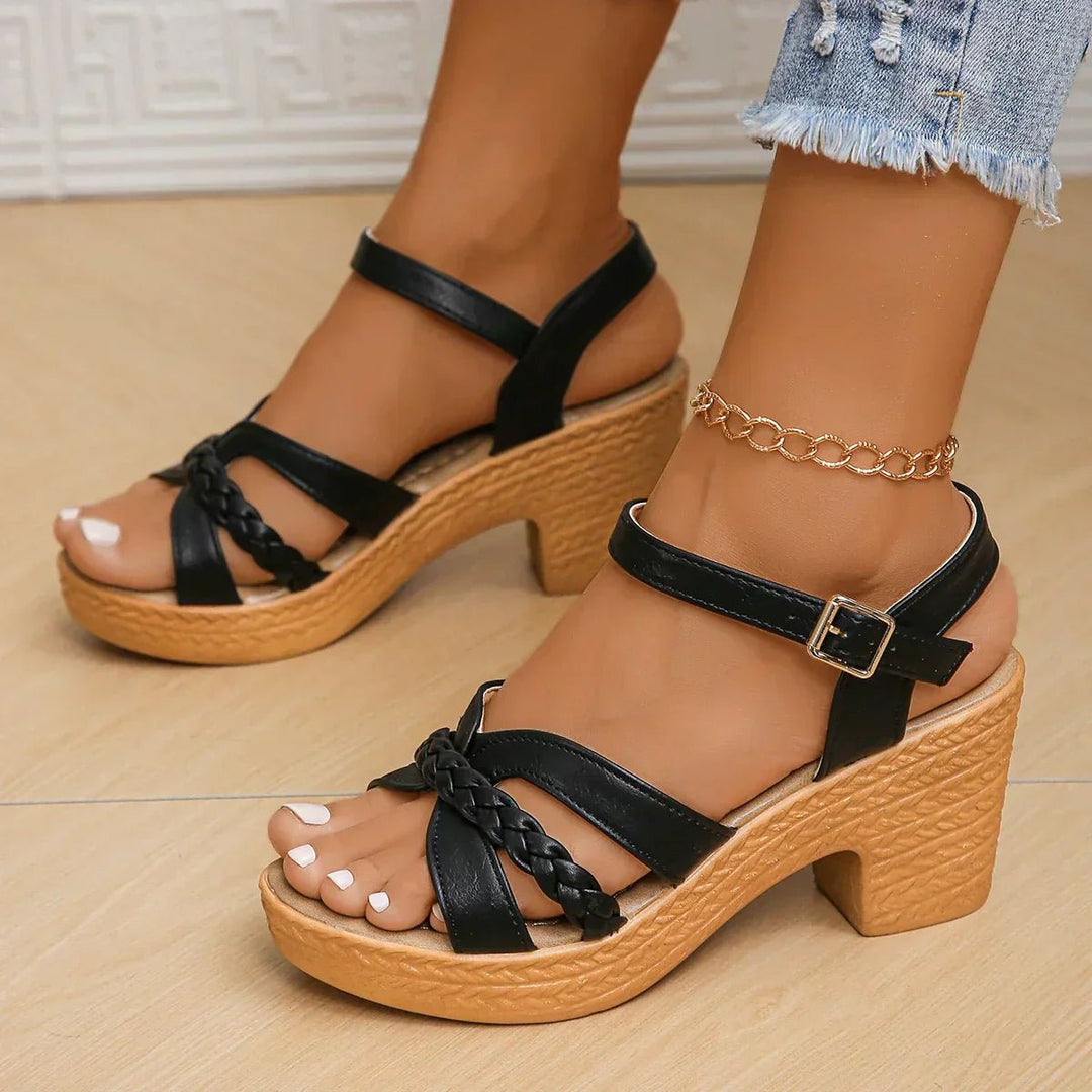 Freya | Elegante, Geflochtene &amp; Bequeme Plateau-Sandalen 0