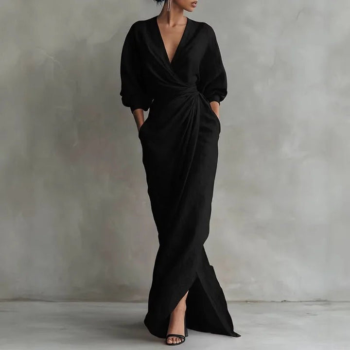 Gina | Elegantes Maxikleid Langarm für Hochzeitsgast – Figurbetont &amp; Festlich 4