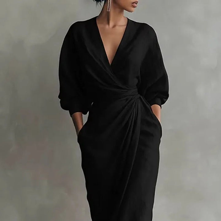 Gina | Elegantes Maxikleid Langarm für Hochzeitsgast – Figurbetont &amp; Festlich 5