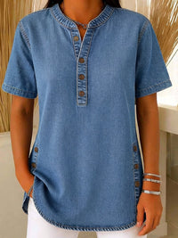 Clara | Klassiker und komfortable Kurzarm-Henley-Bluse