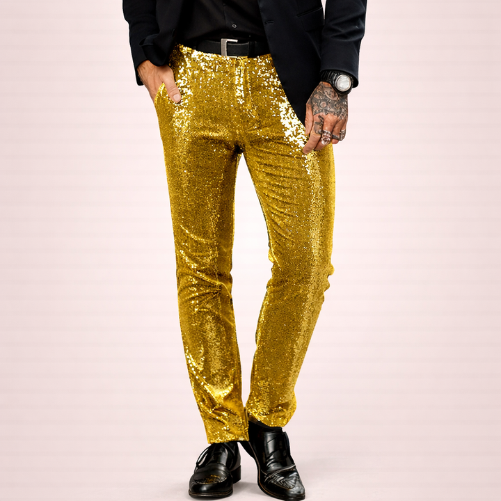 Glareon | Herren Hosen Pailletten Glamourös Modern Fit 8