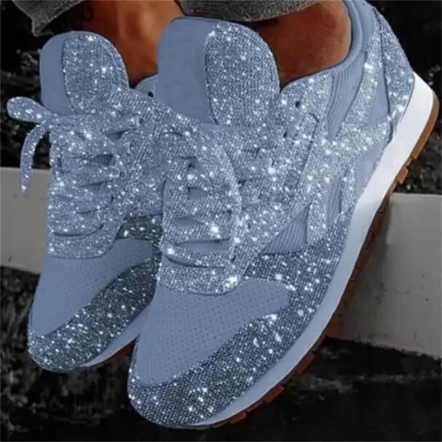 Glimmer | Elegante, Atmungsaktive Damen Glitzer Schuhe – Silber Glitzer Sneakers 5
