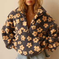 Lily | Kuscheliger Oversize Teddy-Fleece Pullover Mit Blumenmuster