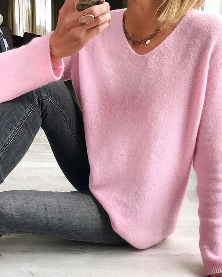 Grazia | Eleganter, Bequemer &amp; Vielseitiger Langarmpullover mit V-Ausschnitt 1