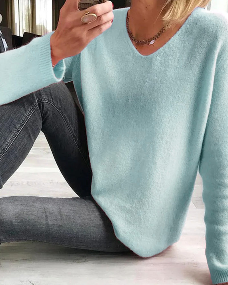 Grazia | Eleganter, Bequemer &amp; Vielseitiger Langarmpullover mit V-Ausschnitt 2