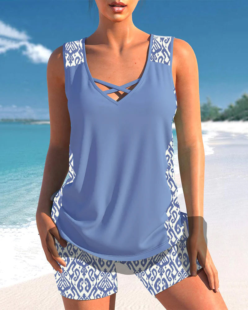 Heidi-Mode | Elegantes, Geometrisches &amp; Bequemes Druck Tankini Set 7
