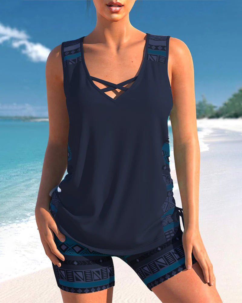 Heidi-Mode | Elegantes, Geometrisches &amp; Bequemes Druck Tankini Set 9