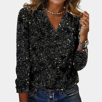 Elena | Glamouröses Damen Glitzer Top mit V-Ausschnitt
