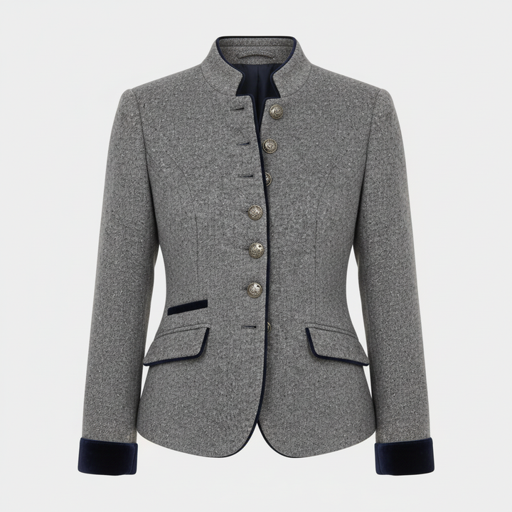 Heidi | Elegante, Schmal Geschnittene Damenjacke mit Stehkragen und Kontrastdetails 1