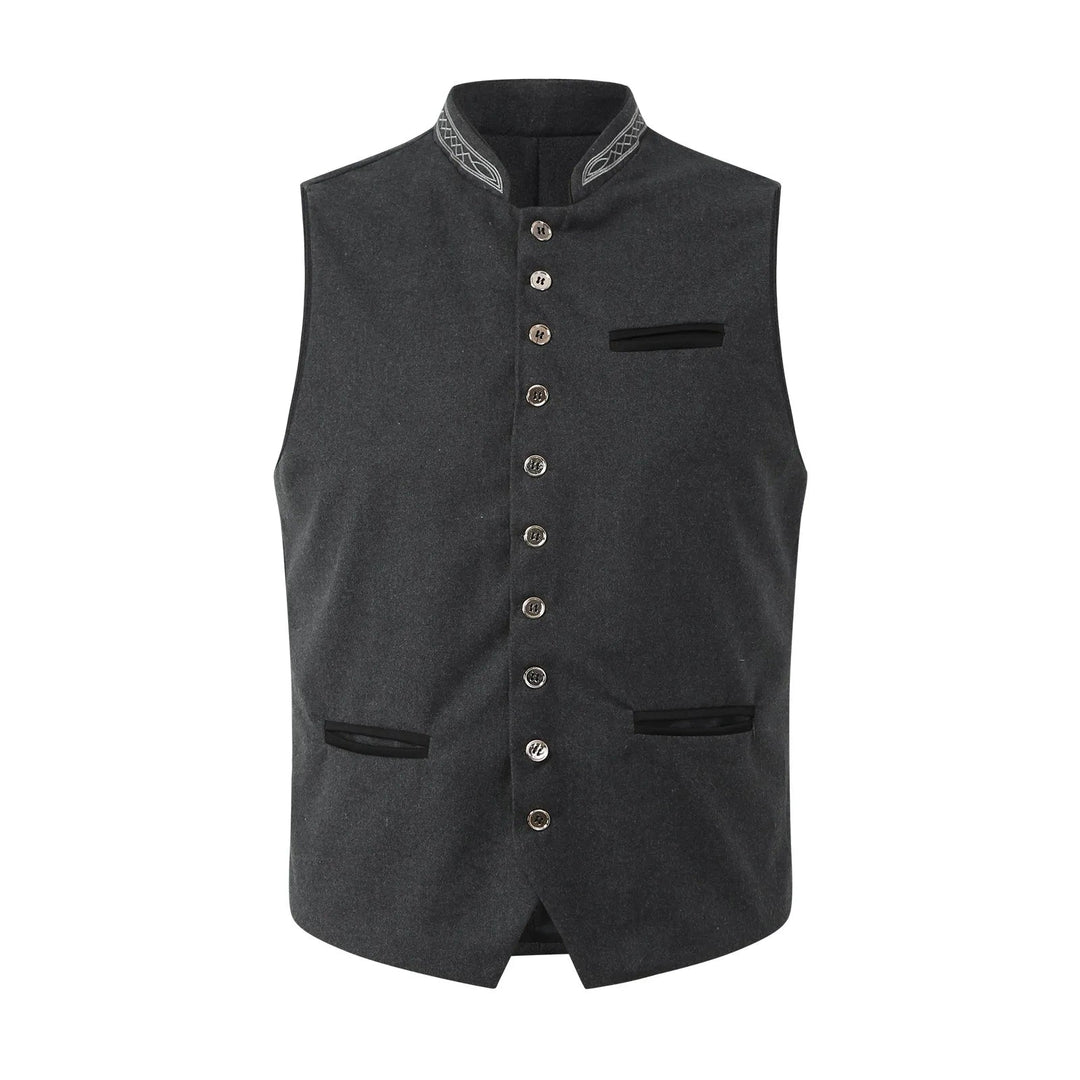 Heiko | Elegante Herren Weste Schwarz – Schmal Geschnittene Trachtenweste mit Stickerei 1