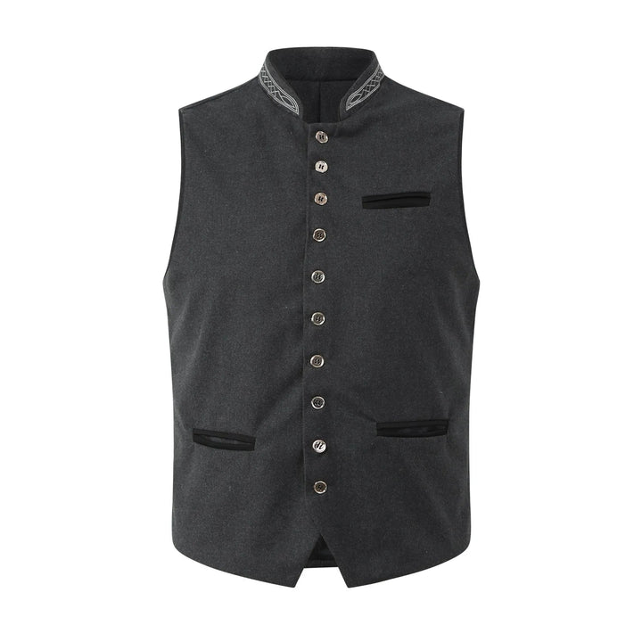 Heiko | Elegante Herren Weste Schwarz – Schmal Geschnittene Trachtenweste mit Stickerei 1