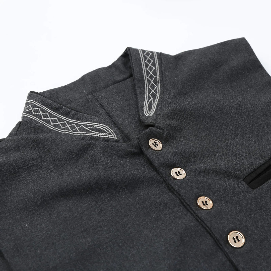 Heiko | Elegante Herren Weste Schwarz – Schmal Geschnittene Trachtenweste mit Stickerei 3