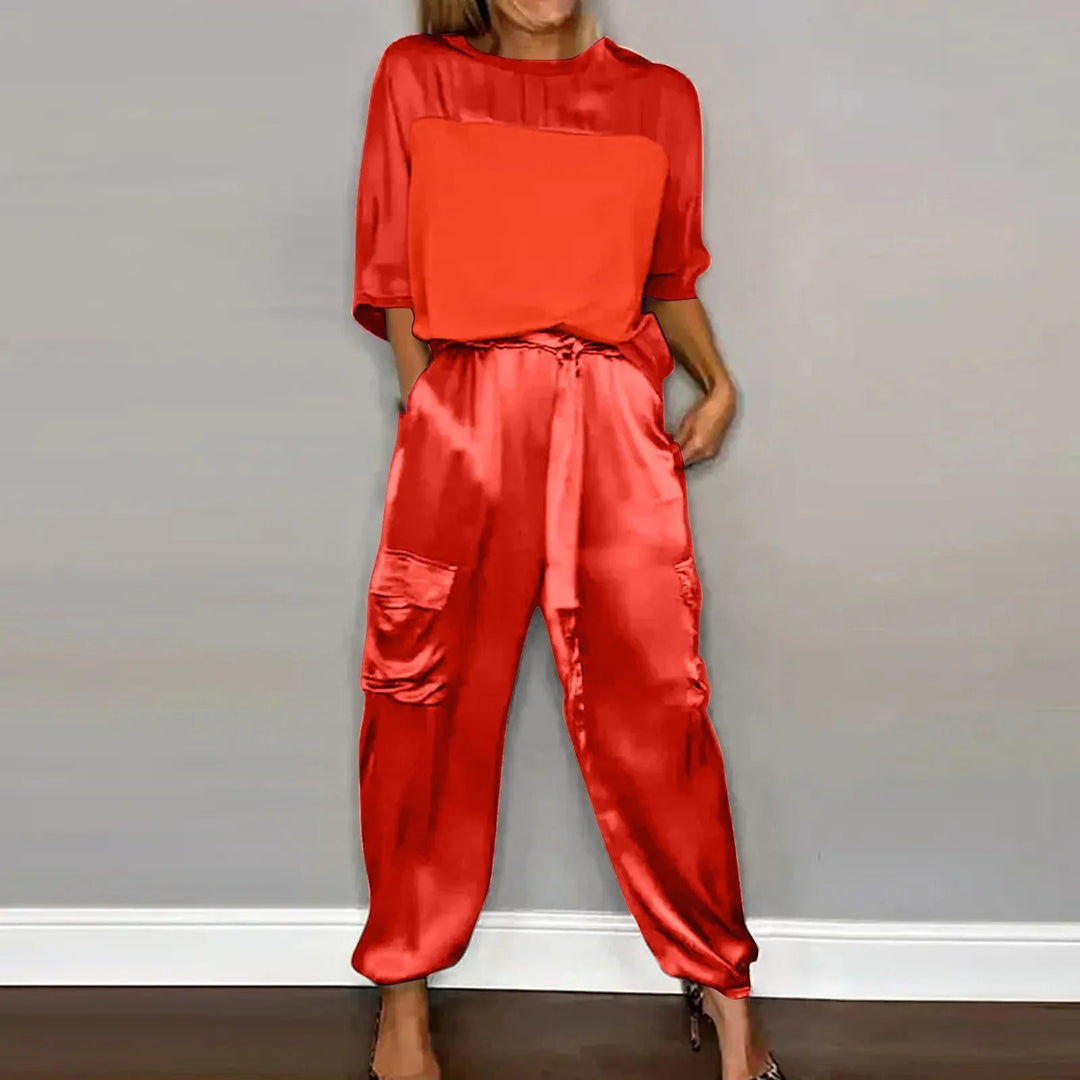 Hela | Elegantes, Bequemes &amp; Vielseitiges Damen Satin Zweiteiler 2