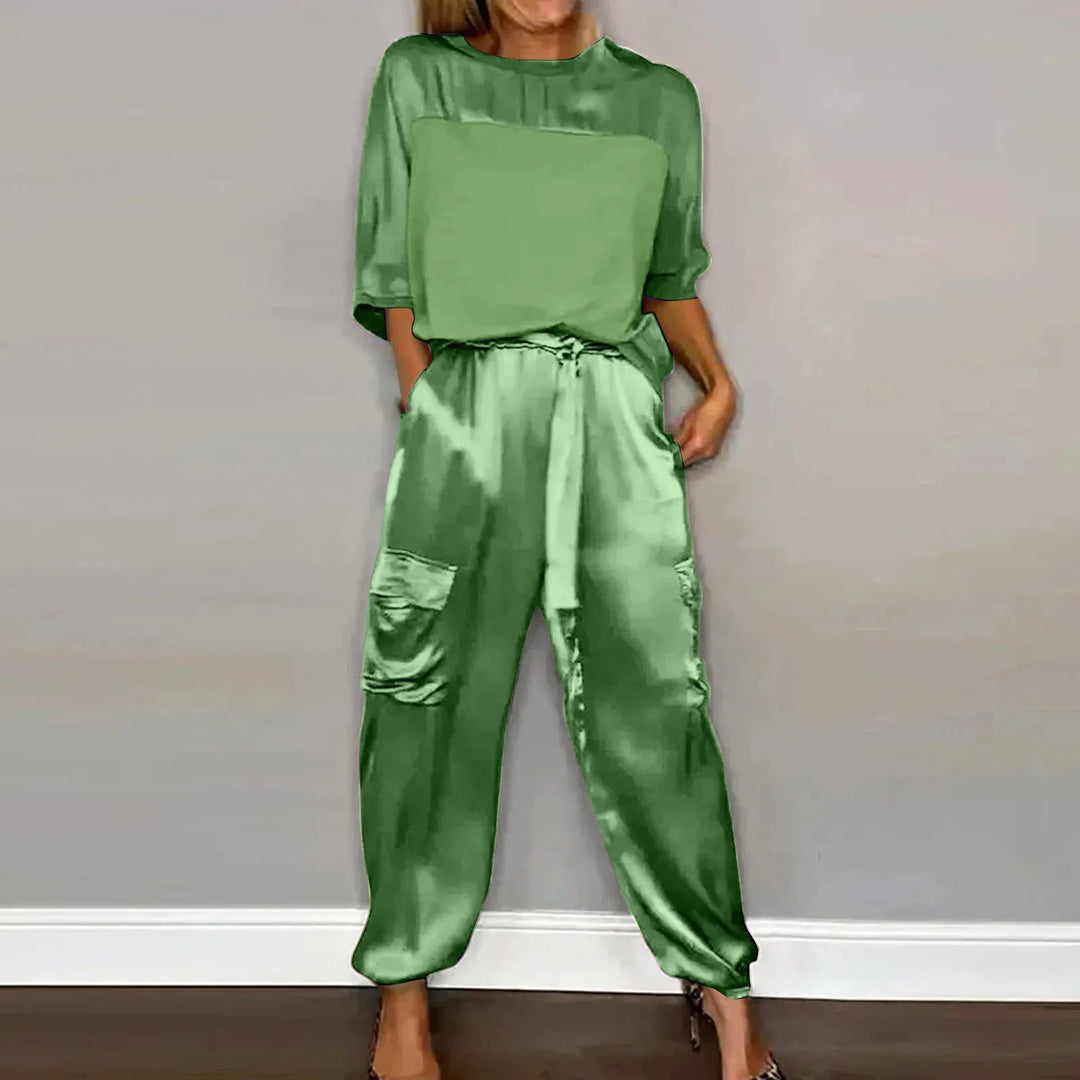 Hela | Elegantes, Bequemes &amp; Vielseitiges Damen Satin Zweiteiler 3