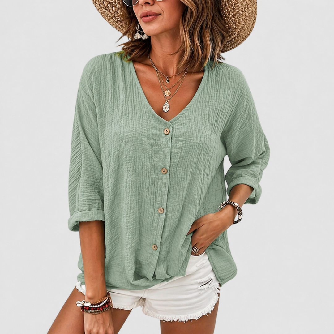 Helena | Elegante, Atmungsaktive Leinenbluse Damen für Stilvolle Sommertage 0