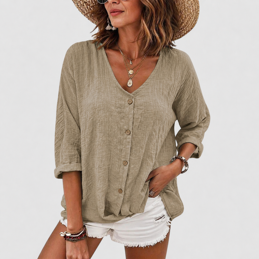 Helena | Elegante, Atmungsaktive Leinenbluse Damen für Stilvolle Sommertage 3