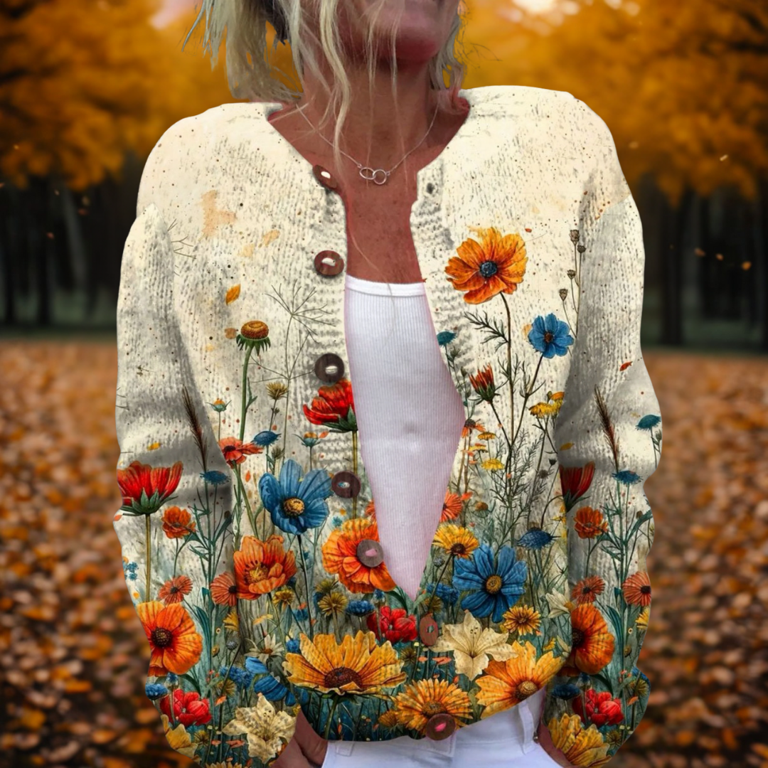 Helena | Vintage-Strickjacke mit Blumenmuster 0