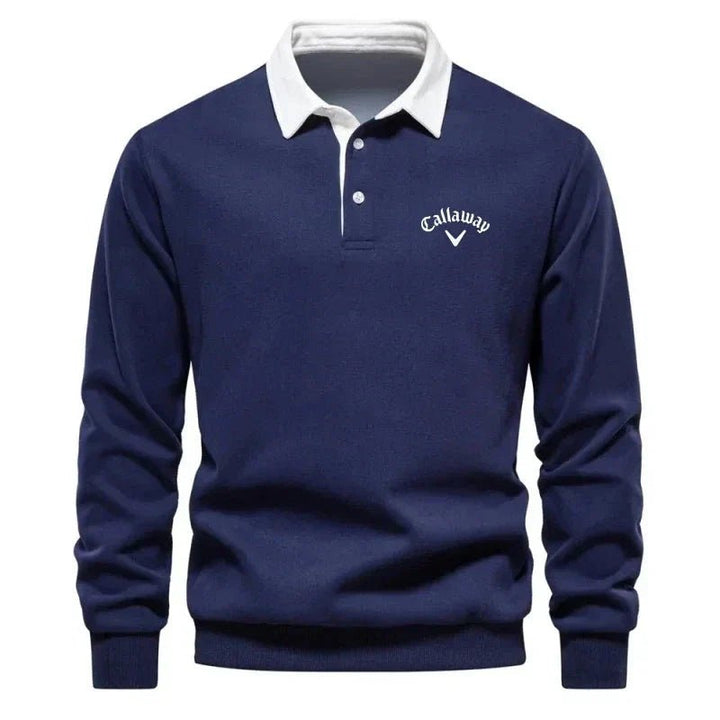 Henry | Herren-Golfpolopullover mit langen Ärmeln, Kontrastkragen und Baumwollmischung 0