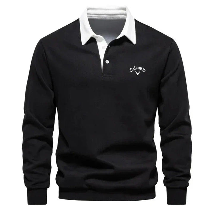 Henry | Herren-Golfpolopullover mit langen Ärmeln, Kontrastkragen und Baumwollmischung 1
