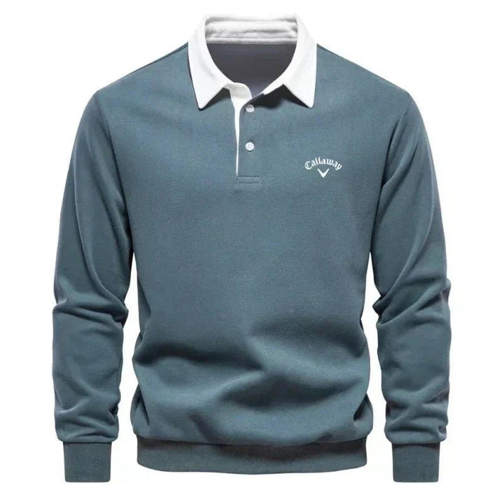 Henry | Herren-Golfpolopullover mit langen Ärmeln, Kontrastkragen und Baumwollmischung 3