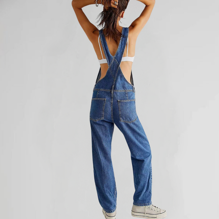Hilda | Figurbetonte Damen-Latzhose aus strapazierfähigem Denim mit Kreuzträger-Design 1