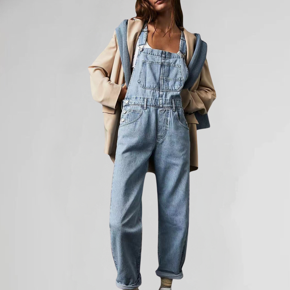 Hilda | Figurbetonte Damen-Latzhose aus strapazierfähigem Denim mit Kreuzträger-Design 3