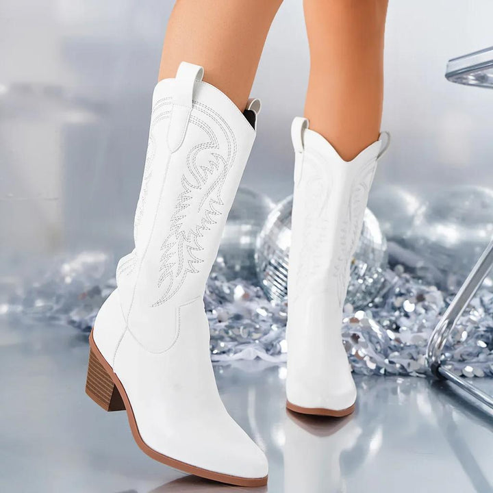 Holly | Cowboystiefel Damen Vintage-Charme Blockabsatz Elegant Westernstyle 0