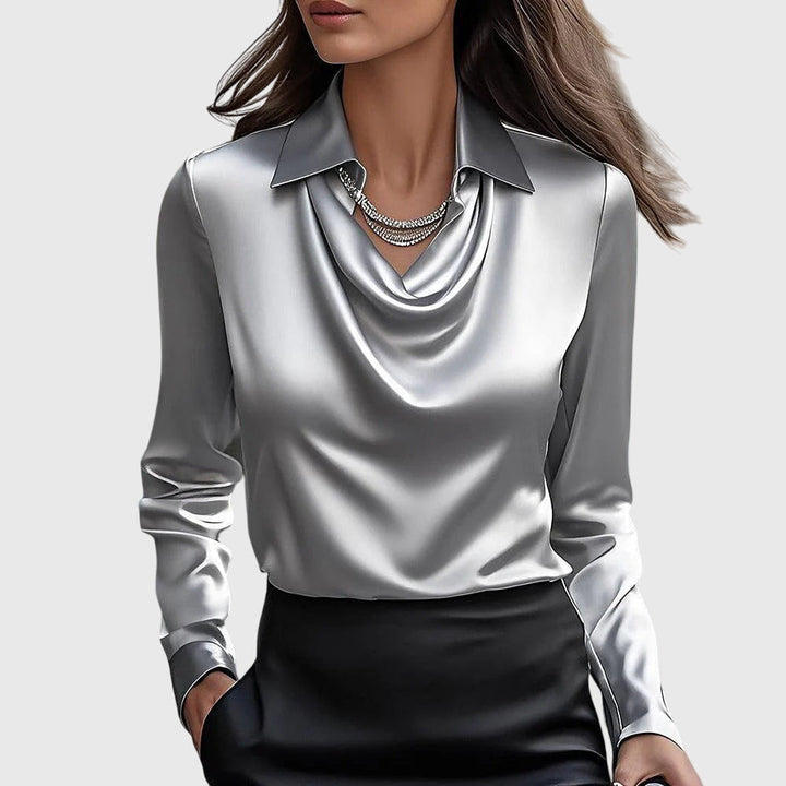 Iris | Elegante Damen Seidenbluse mit Langen Ärmeln – Fließende Bluse aus Seide 1