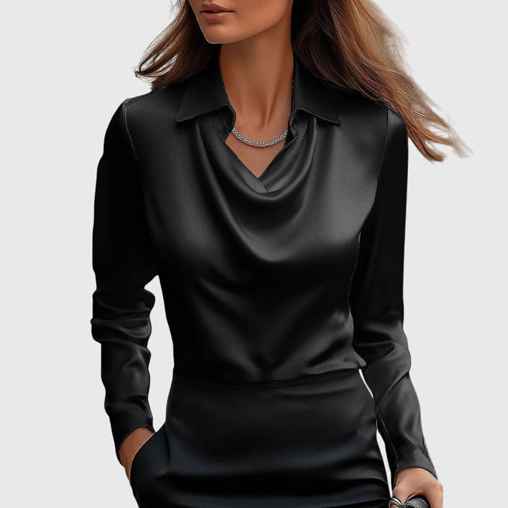 Iris | Elegante Damen Seidenbluse mit Langen Ärmeln – Fließende Bluse aus Seide 2