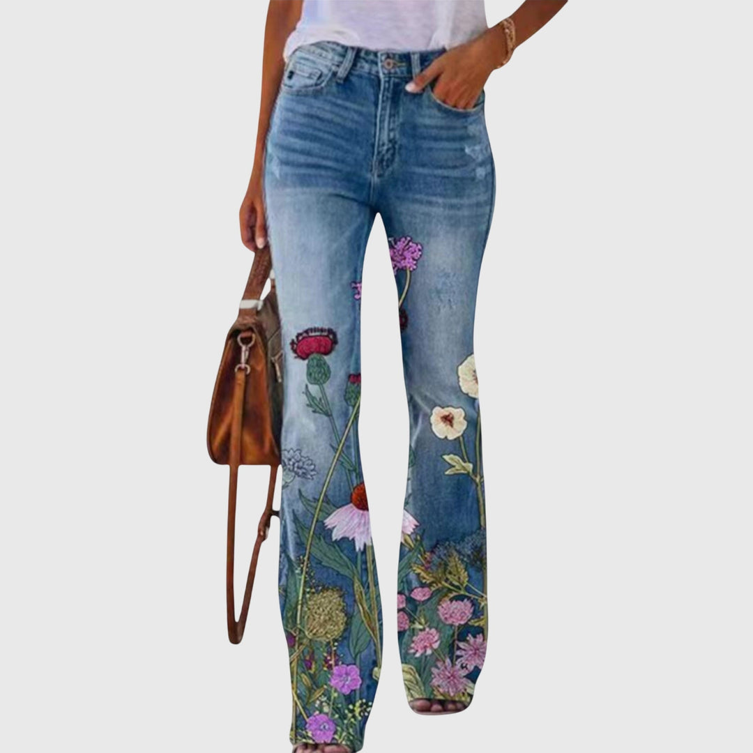 Iris | Elegante, Weite & Blumenmuster Stoffhose Damen 3