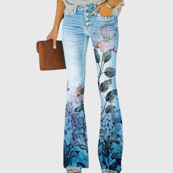 Iris | Elegante, Weite & Blumenmuster Stoffhose Damen 4