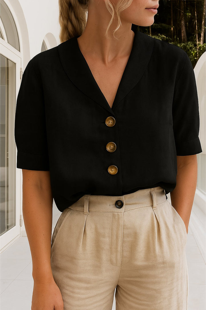 Isabella | Elegante, Bequeme & Vielseitige Damenbluse mit V-Ausschnitt 2