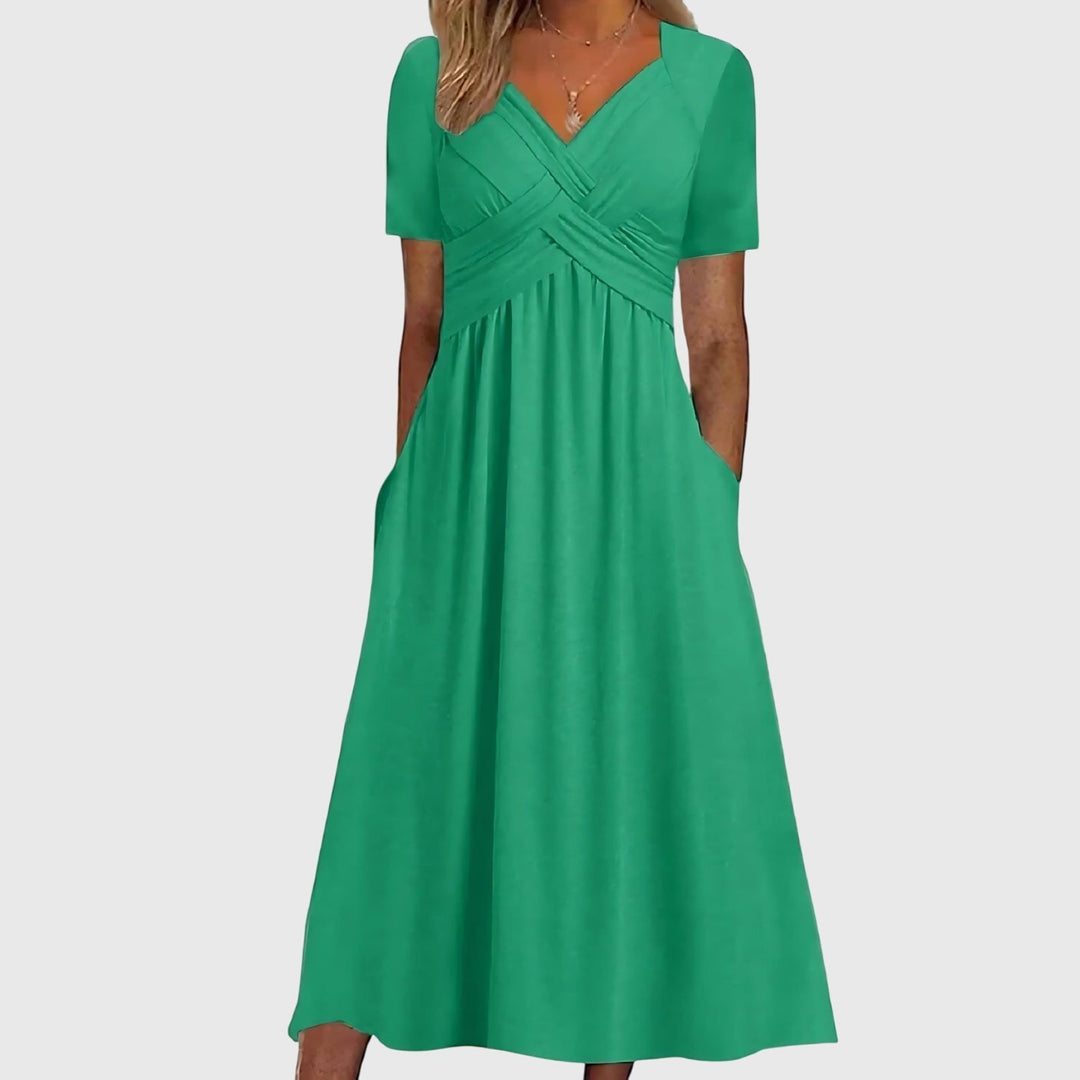 Isabella | Elegantes Midikleid Sommer – Figurschmeichelnd, Mit Integrierter Bauchkontrolle &amp; A-Linie 0