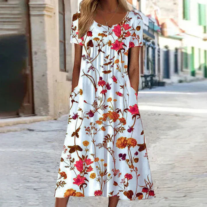 Isabella | Elegantes Midikleid mit Botanischem Druck für Damen – Sommerliche, Atemberaubende Kleider 0