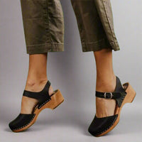 Nicole | Elegante Damen-Plateau-Clogs mit Holzabsatz