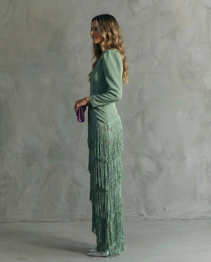 Isadora | Elegantes, Fließendes & Dramatisches Maxikleid Langarm in Schwarz für Festliche Anlässe 4