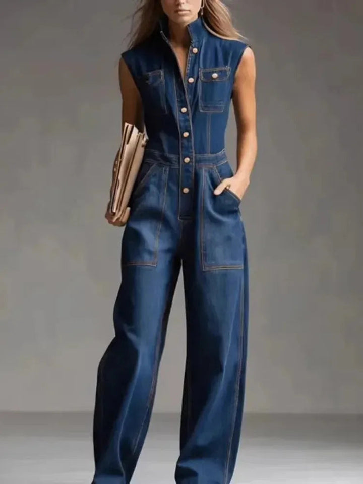 Isla | Hoch taillierter, Bequemer & Stilvoller Damen Jeans-Jumpsuit 0