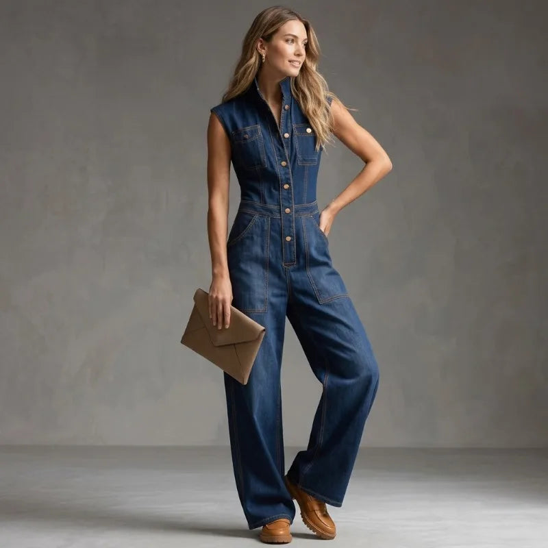Isla | Hoch taillierter, Bequemer & Stilvoller Damen Jeans-Jumpsuit 1