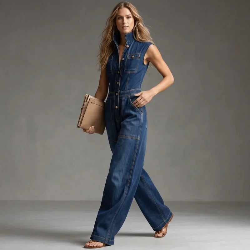 Isla | Hoch taillierter, Bequemer & Stilvoller Damen Jeans-Jumpsuit 3