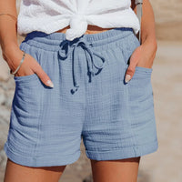 Aurelia | Elegante Leinenoptik-Shorts mit feiner Spitzenborte