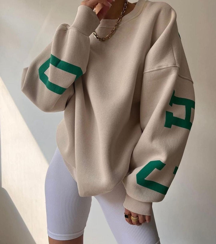 Isla | Oversized Damen-Pullover mit Fleecefutter, Rundhalsausschnitt und College-Ärmeln 3