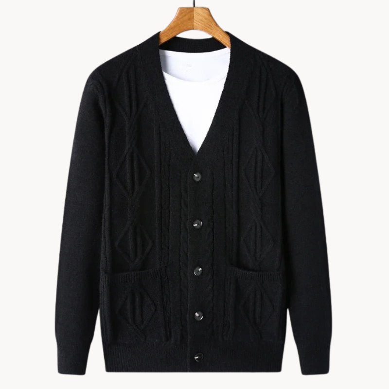 James | Moderne Herren Strickjacke mit Ripp Gestaltung 1
