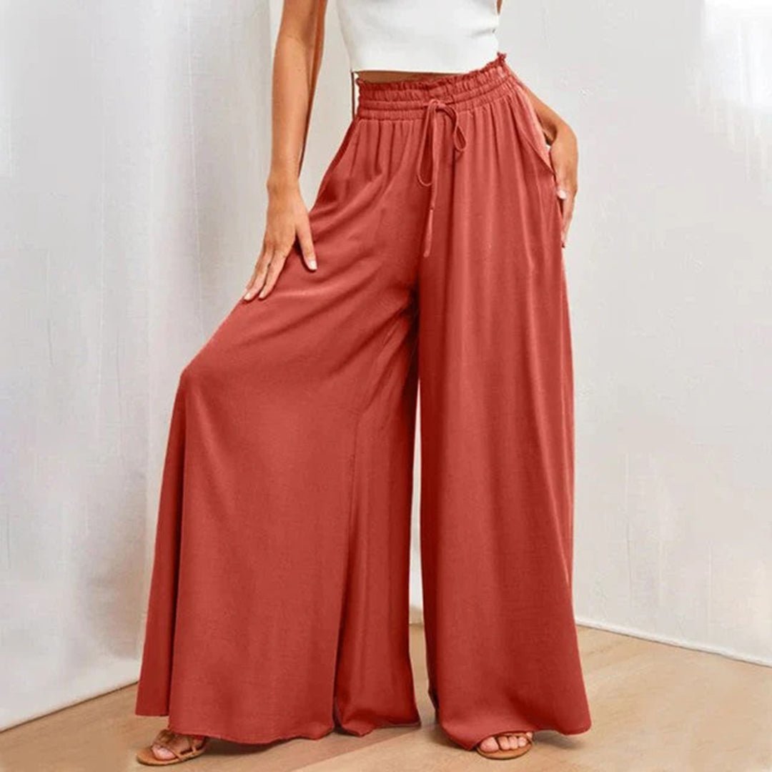 Jasmin | Fließende, Elegante & Bequeme Stoffhose Damen – Weiße Palazzo-Hose 2