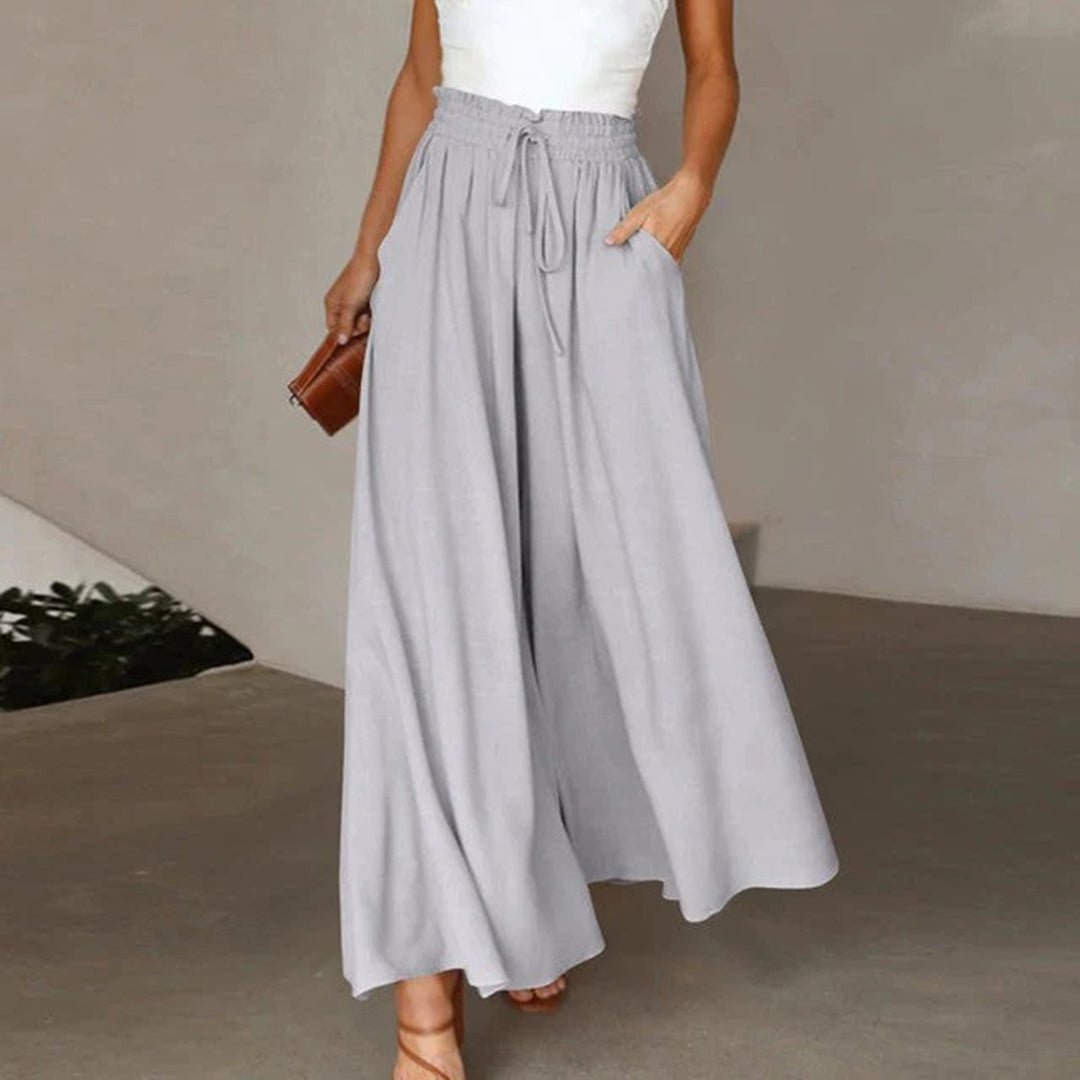 Jasmin | Fließende, Elegante & Bequeme Stoffhose Damen – Weiße Palazzo-Hose 3