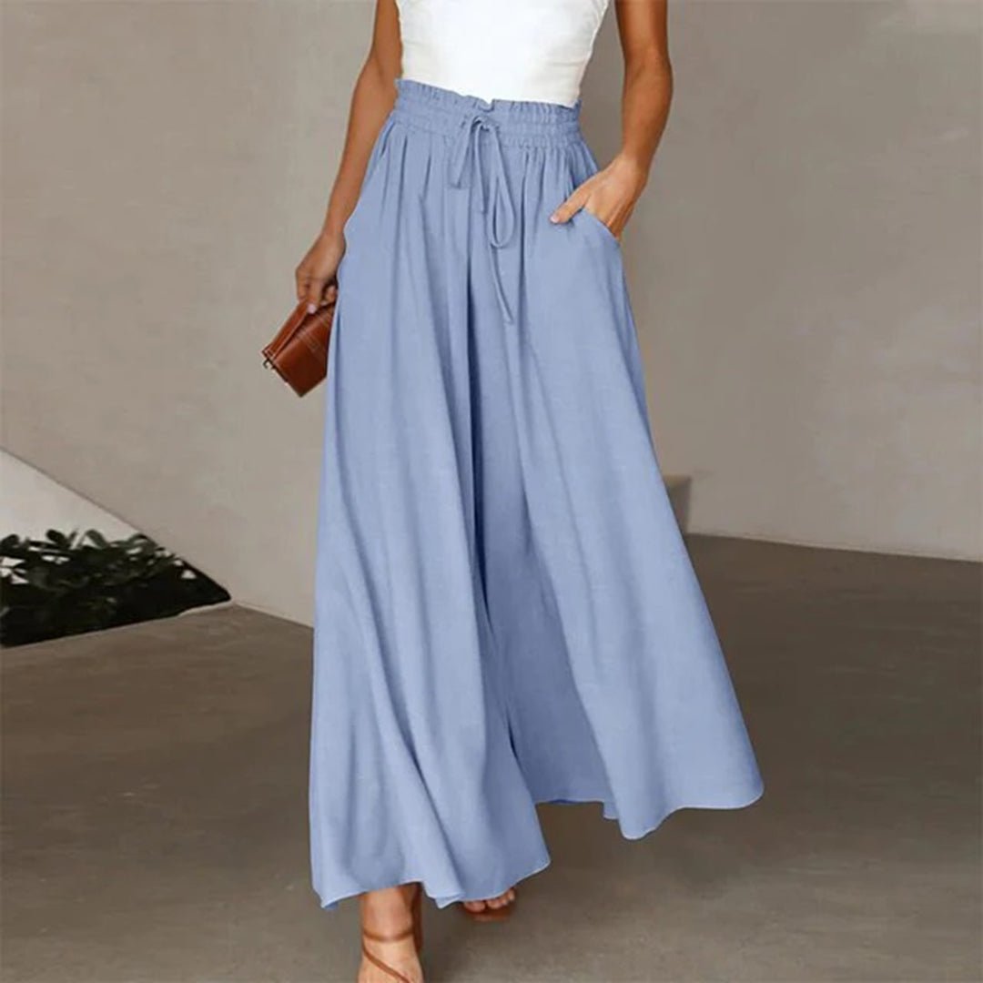 Jasmin | Fließende, Elegante & Bequeme Stoffhose Damen – Weiße Palazzo-Hose 4